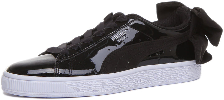 Puma Basket Bow Sb In Black Patent For Women