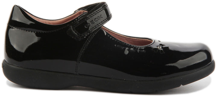 Geox Naimara Girl School Shoes In Black Patent For Kids