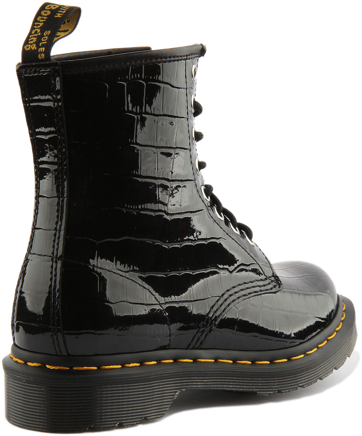 Dr Martens 1460 Womens In Black Patent Patent Croc Effect