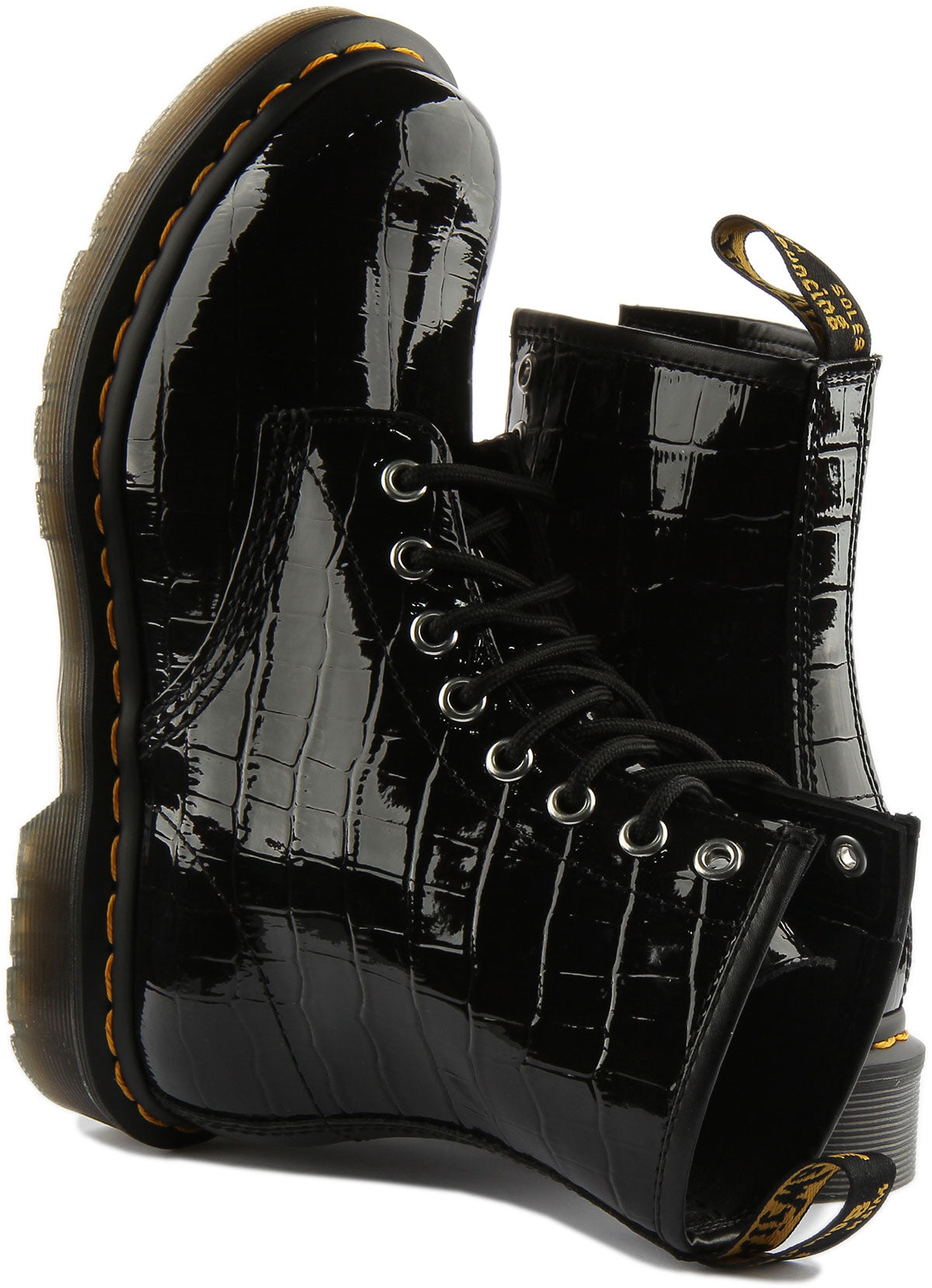 Dr Martens 1460 Womens In Black Patent Patent Croc Effect