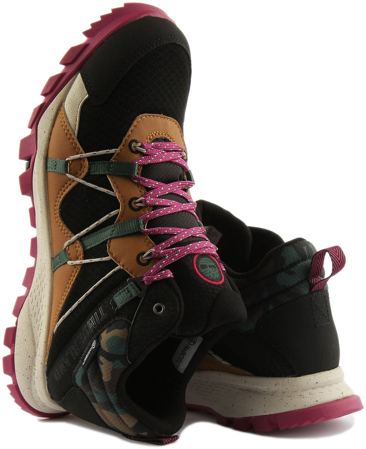 Timberland Garrison Trail Botas de montaña impermeables con cordones para mujer en negro rosa