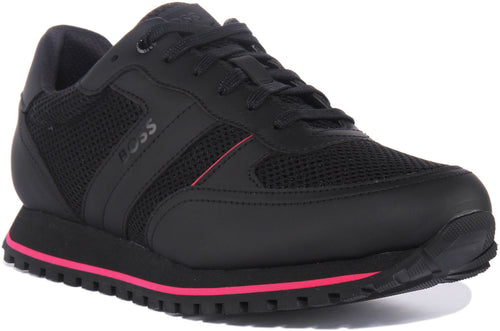 Boss Parkour Runn Zapatillas de deporte sintéticas con cordones para hombre en negro rosa
