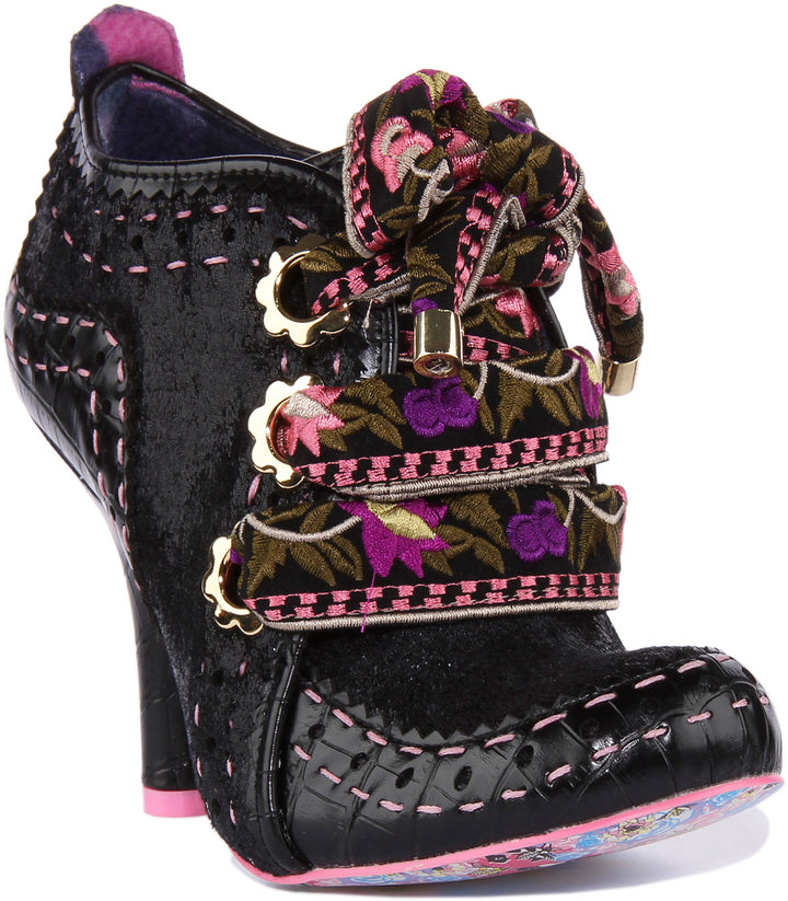 Irregular Choice Abigails Flower Party Frauen Mitte Absatz Schuhe Schwarz Rosa