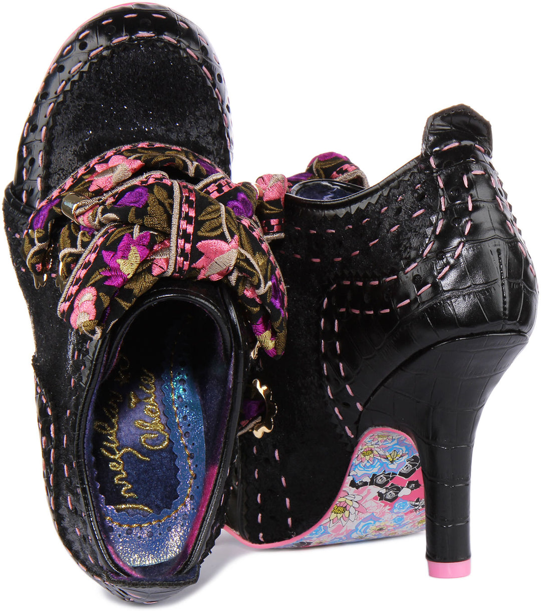 Irregular Choice Abigails Flower Party Scarpe con tacco medio da donna in nero rosa