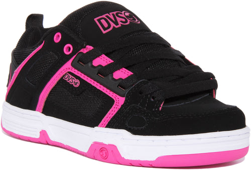DVS Comanche Baskets à lacets en cuir pour femmes en noir rose