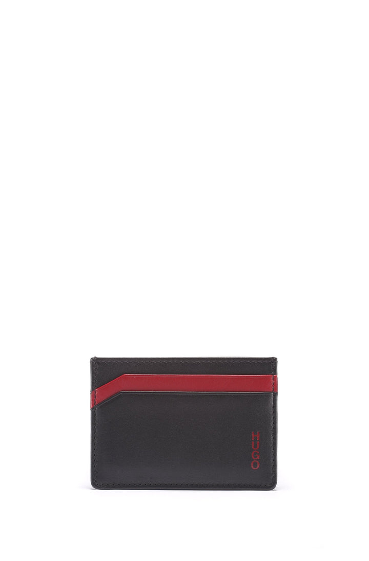 Hugo LVS Porte cartes en cuir pour hommes en noir rouge