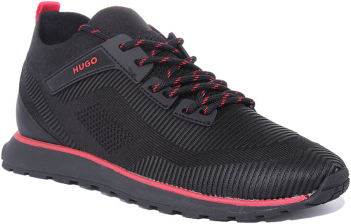 Hugo Icelin Run Zapatillas de deporte retro inspiradas en el running para hombre en negro rojo