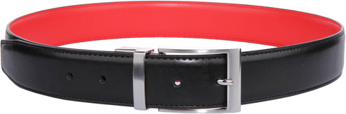 JUSTINREESS Gabriel Cinturón de piel reversible para hombre en negro rojo