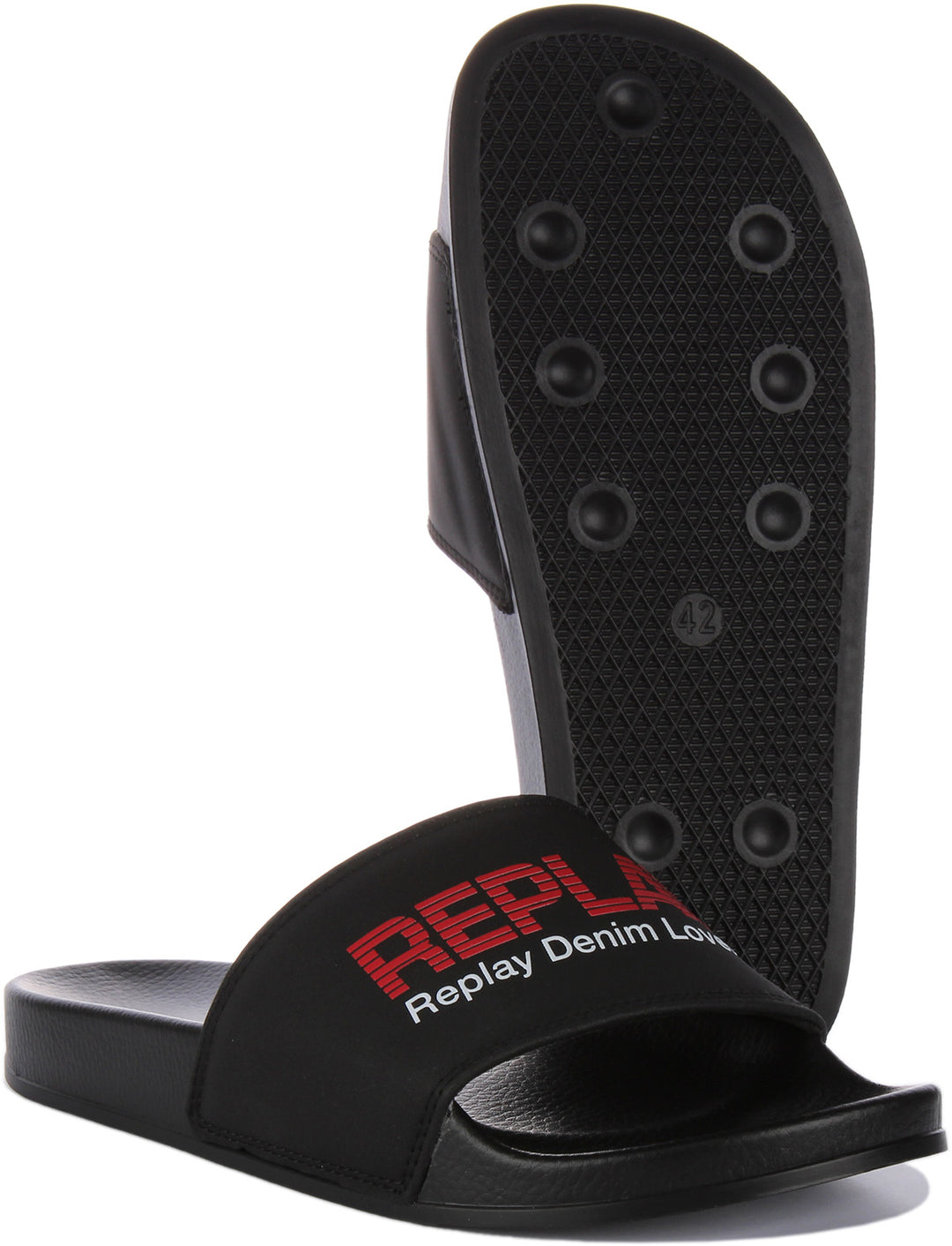Replay Up Soft Slider In Black Red For Men