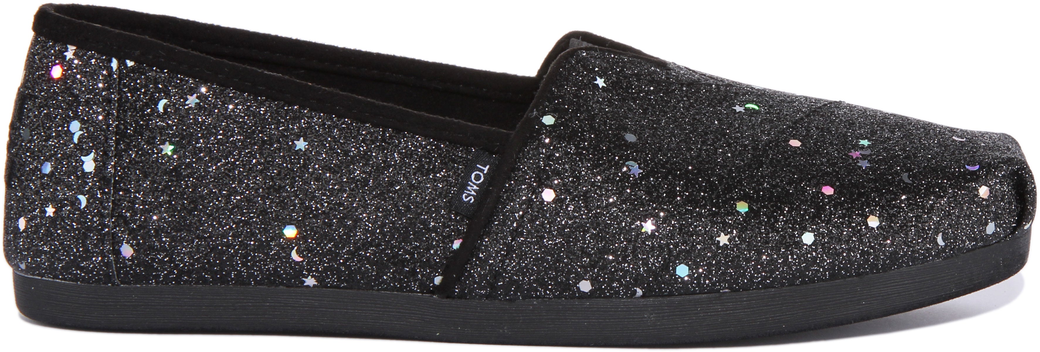 Toms Alpargata Cosmic Glitter In Black Shiny For Women Espadrilles 4feetshoes