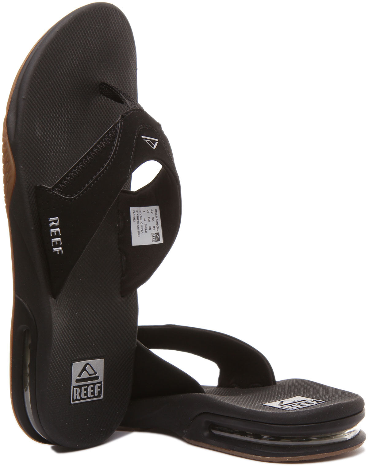 Reef Fanning In Black Silver For Men Flip Flop Air Bag Thong