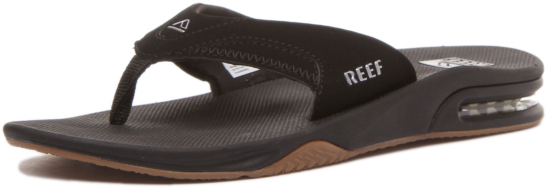 magie Buitenshuis Gevoelig Reef Fanning In Black Silver For Men | Flip Flop Air Bag Thong Sandals –  4feetshoes
