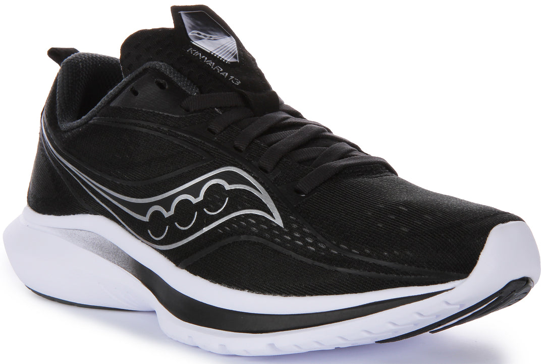 Saucony Kinvara 13 en plata negra para mujeres Zapato de malla