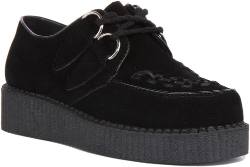 Womens Single Sole Lace up Classic Creeper in Black