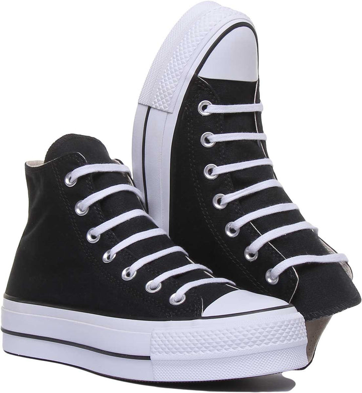 Converse Chuck Taylor All Star Lift Zapatillas de lona con cordones para mujer en negro blanco