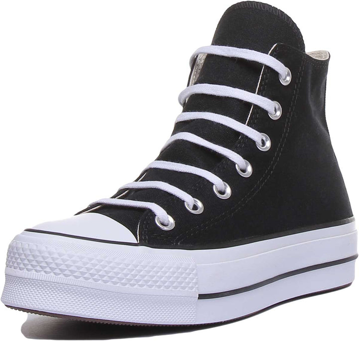 Converse Chuck Taylor All Star Lift Zapatillas de lona con cordones para mujer en negro blanco