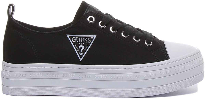 Guess Brigs Women's Platform Sole Lace Up Sneakers In Black White