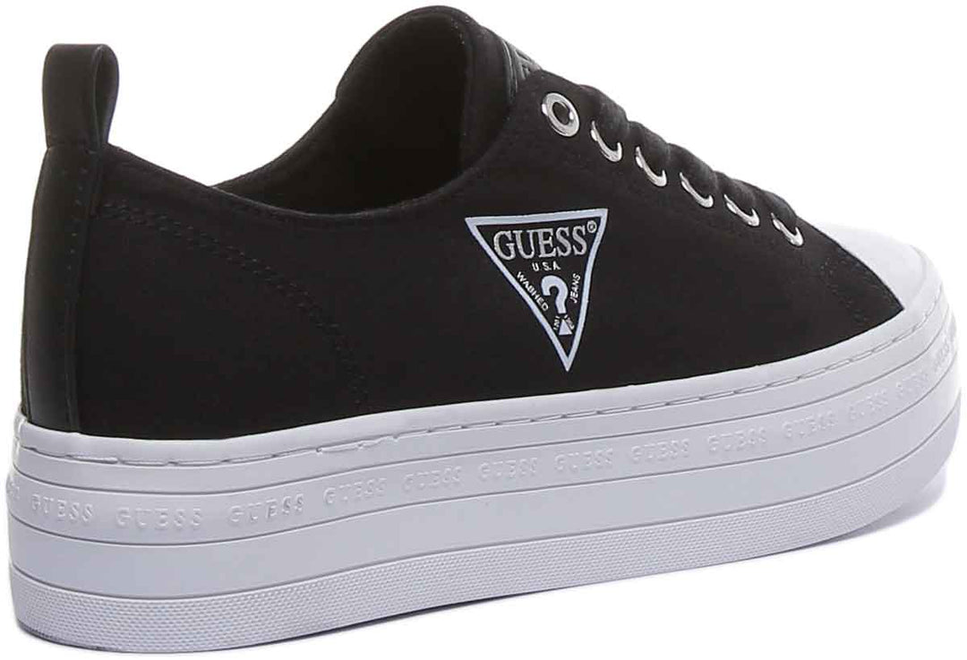 Guess Brigs Women's Platform Sole Lace Up Sneakers In Black White