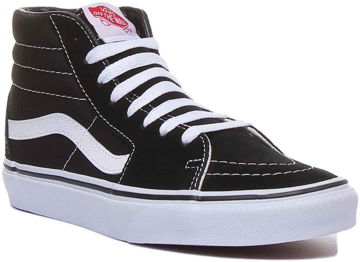 Vans SK8 Hi Frauen Seite Streifen Schnürung Lässige Turnschuhe Schwarz Weiß