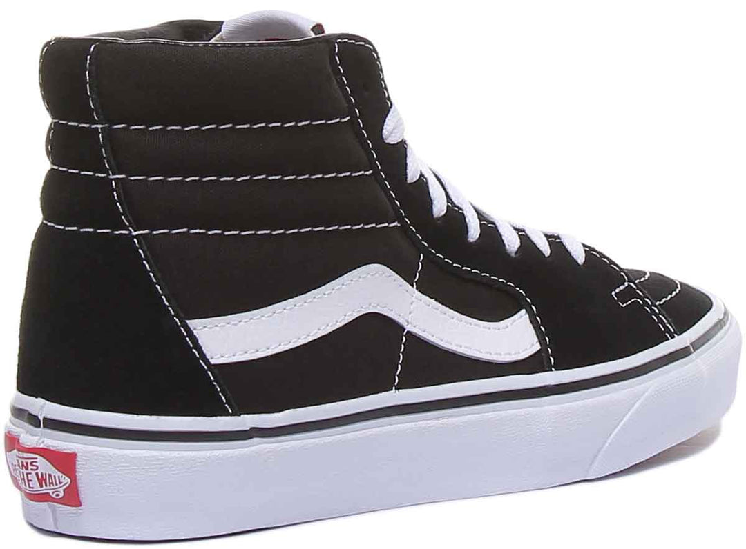 Vans SK8 Hi Frauen Seite Streifen Schnürung Lässige Turnschuhe Schwarz Weiß