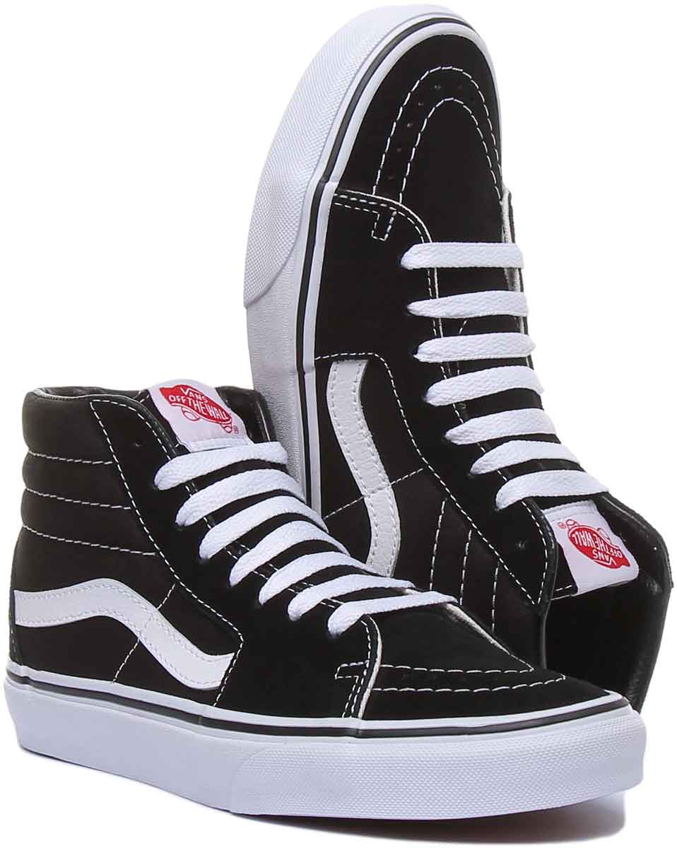 Vans SK8 Hi Frauen Seite Streifen Schnürung Lässige Turnschuhe Schwarz Weiß