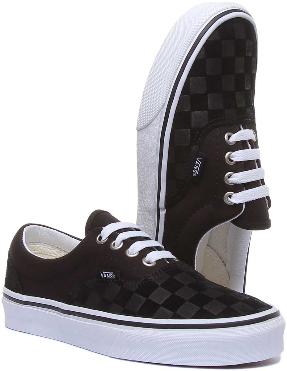 Vans Era Deboss Checkerboard Frauen Klassische Schnürung Turnschuhe Schwarz Weiß