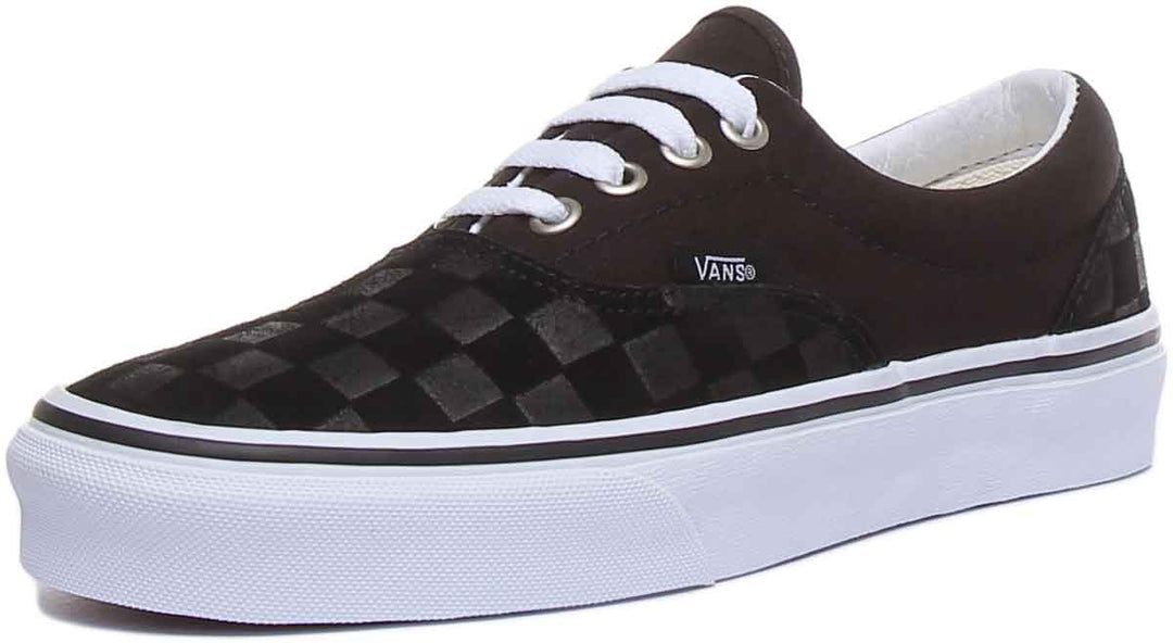 Vans Era Deboss Checkerboard Frauen Klassische Schnürung Turnschuhe Schwarz Weiß