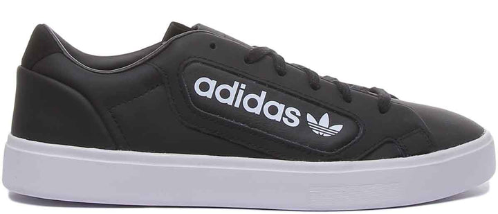 Adidas Sleek Leather Trainers In Black White For Women