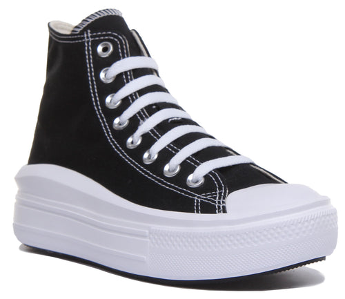 Converse Chuck Taylor All Star Move Zapatillas de lona con cordones para mujer en negro blanco