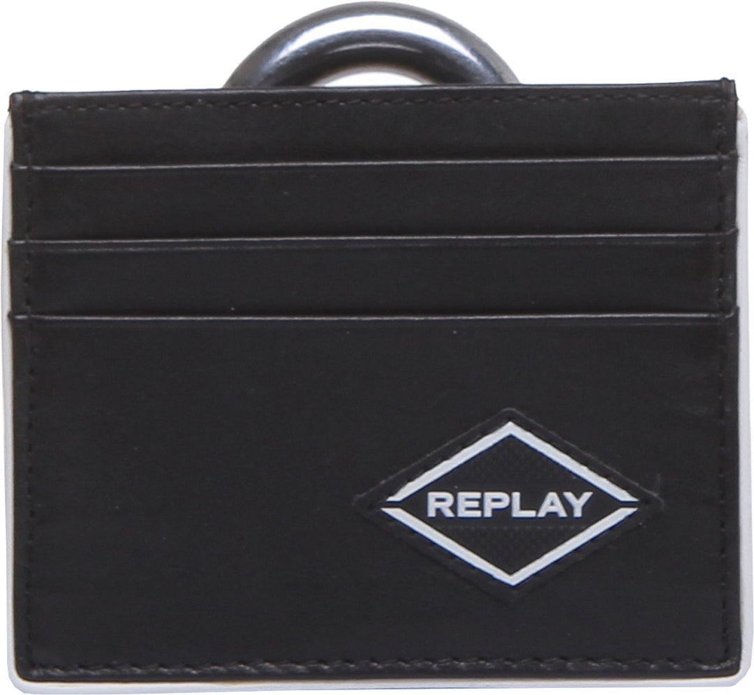 Replay Card Holder In Black White For Men