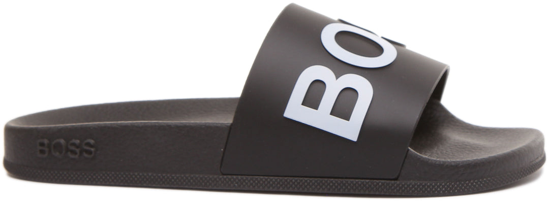 BOSS Bay Sliders In Black White For Men