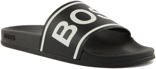 Hugo Boss Bay Sandales à glissière avec lanière logo pour hommes en noir blanc