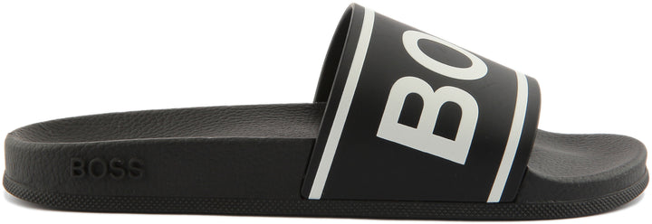 Hugo Boss Bay Sandali da uomo con cinturino con logo in nero bianco