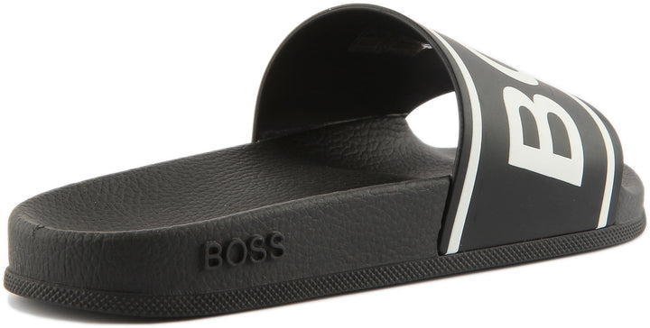 Hugo Boss Bay Sandali da uomo con cinturino con logo in nero bianco
