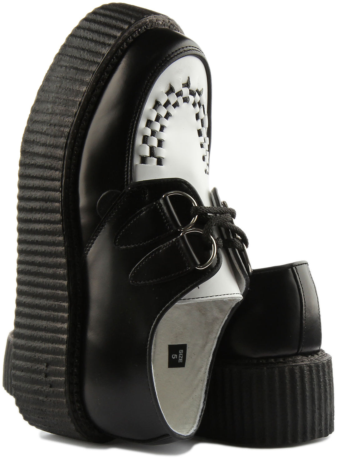 Underground Original Wulfrun Zapatos creepers de cuero de doble suela para en blanco negro