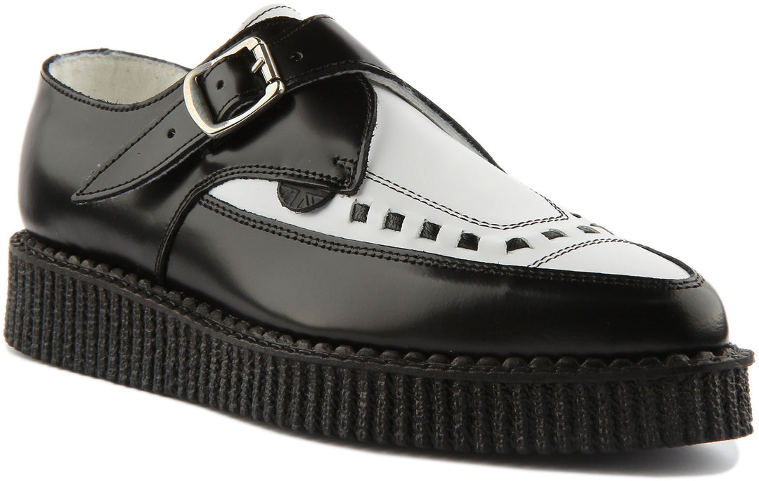 Underground Apollo Zapatos Creeper de la punta del dedo del pie de cuero para en negro blanco