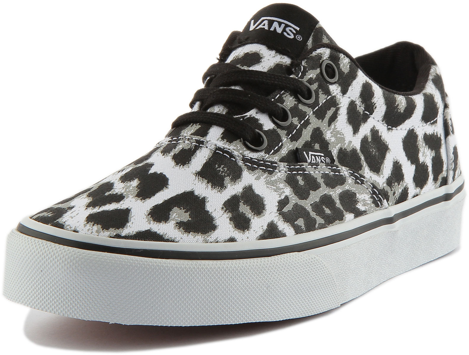 Vans Ward Zapatillas de lona con cordones con estampado de leopardo para mujer en negro blanco