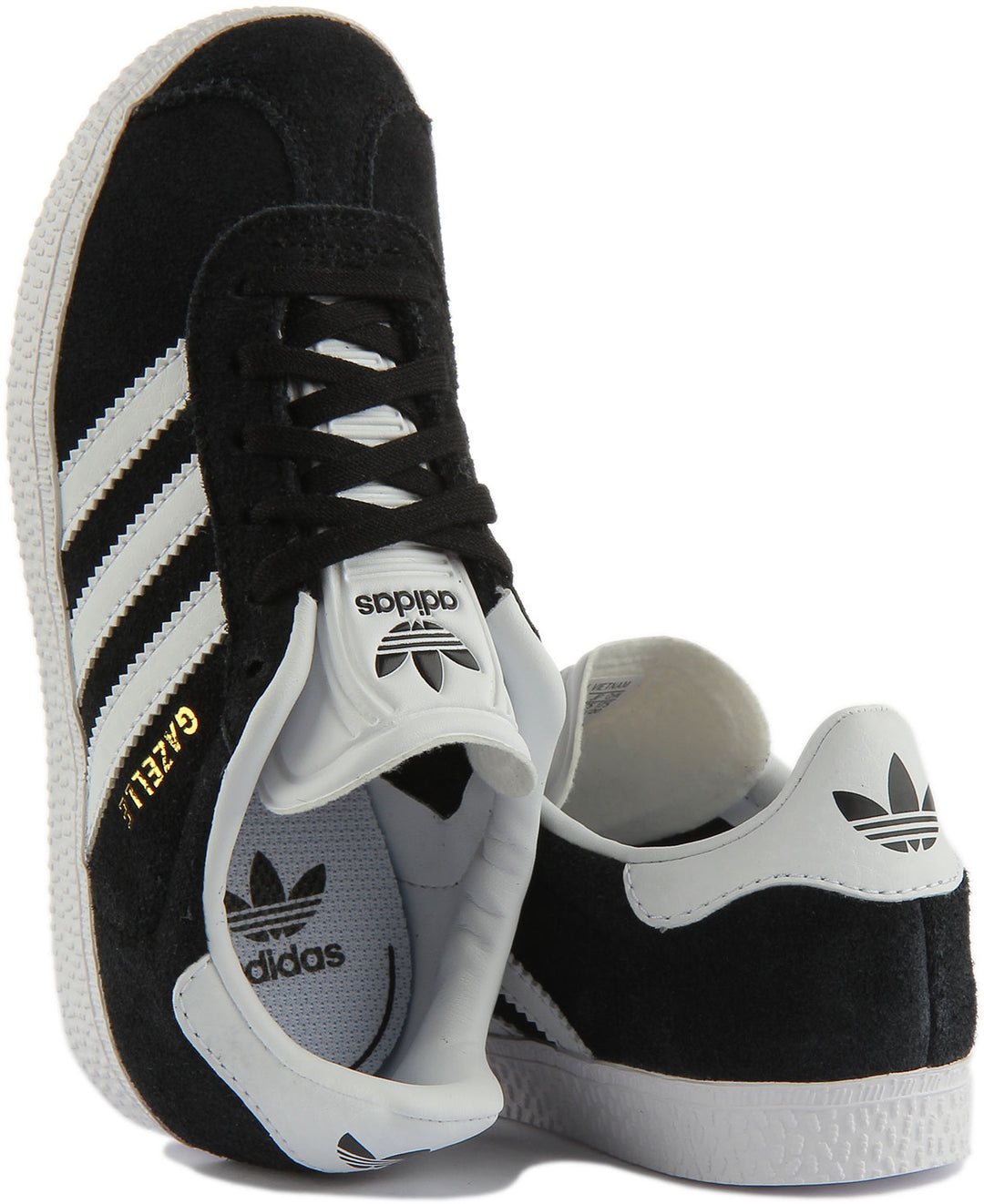 Adidas Gazelle C Scarpe da ginnastica in pelle scamosciata per bambini in nero bianco