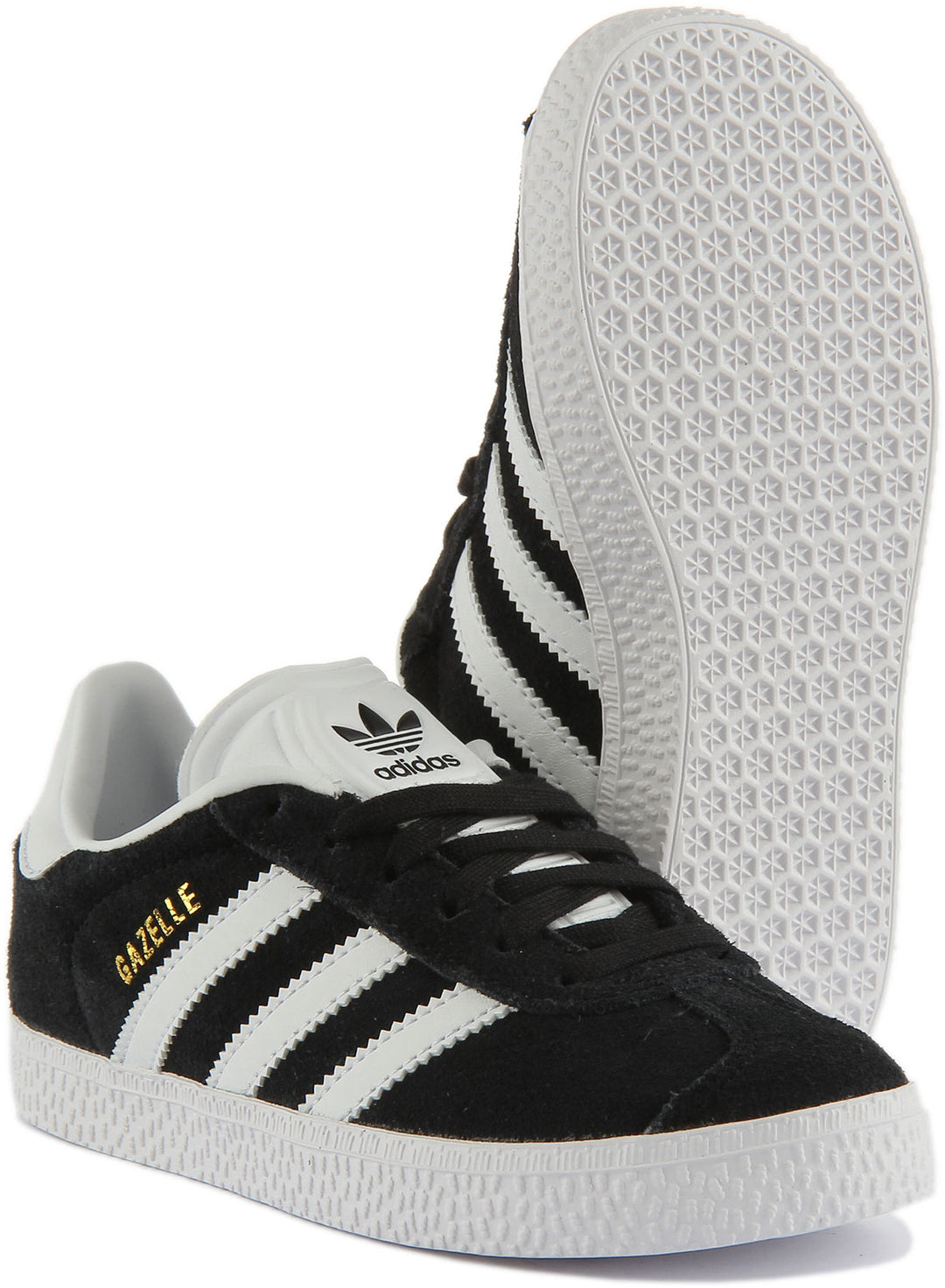 Adidas Gazelle C Zapatillas de ante con cordones para niños en negro blanco