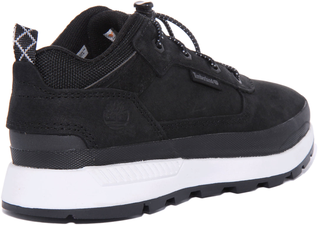 Timberland Field Trekker Low Zapatillas de cuero sintético con cordones para jóvenes en negro blanco