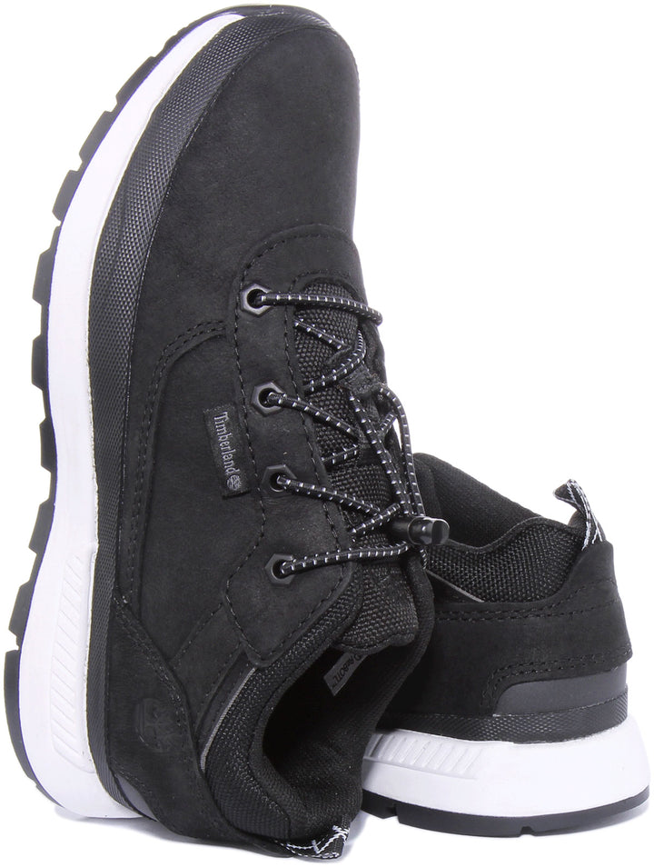 Timberland Field Trekker Low Zapatillas de cuero sintético con cordones para jóvenes en negro blanco