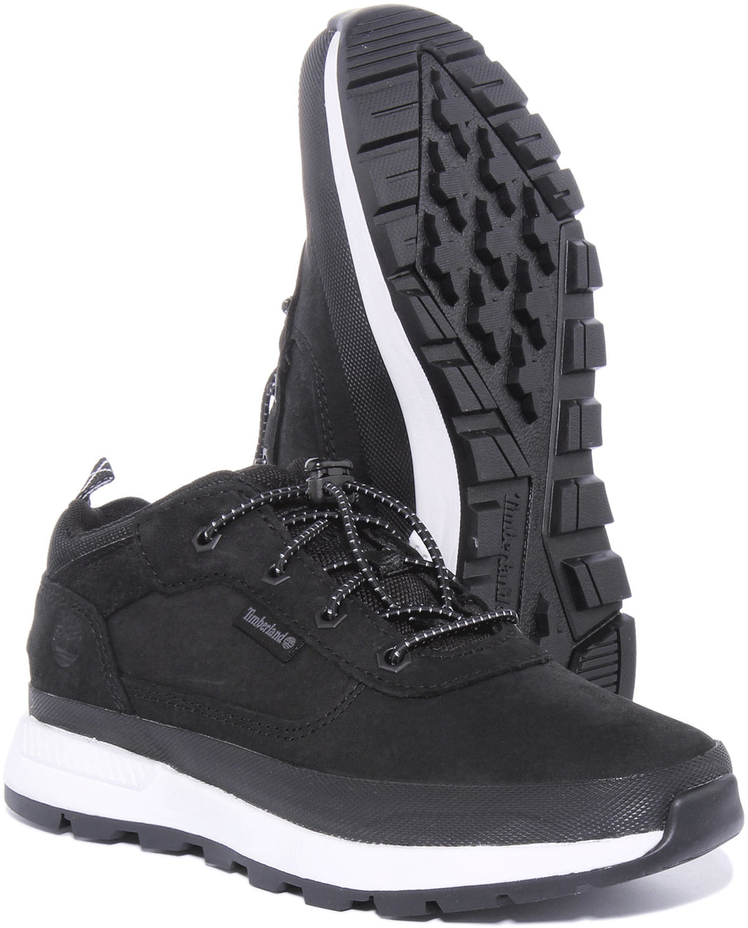 Timberland Field Trekker Low Zapatillas de cuero sintético con cordones para jóvenes en negro blanco