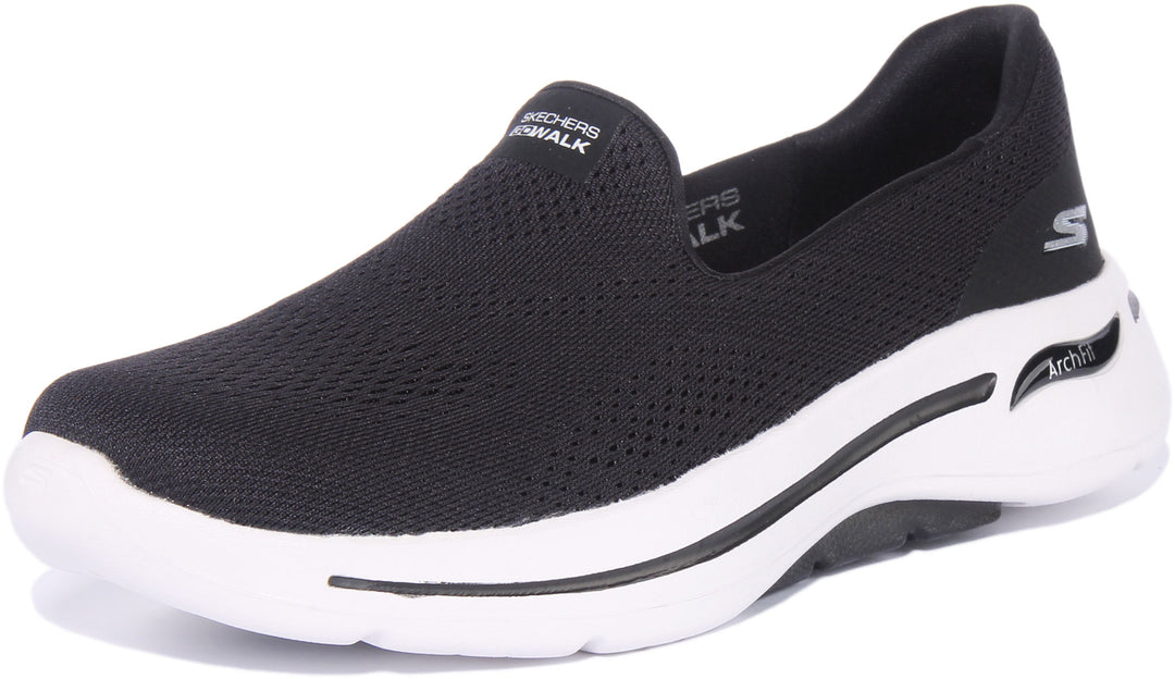 Skechers Go Walk Arch FitImagined Zapatillas de malla para mujer en negro blanco