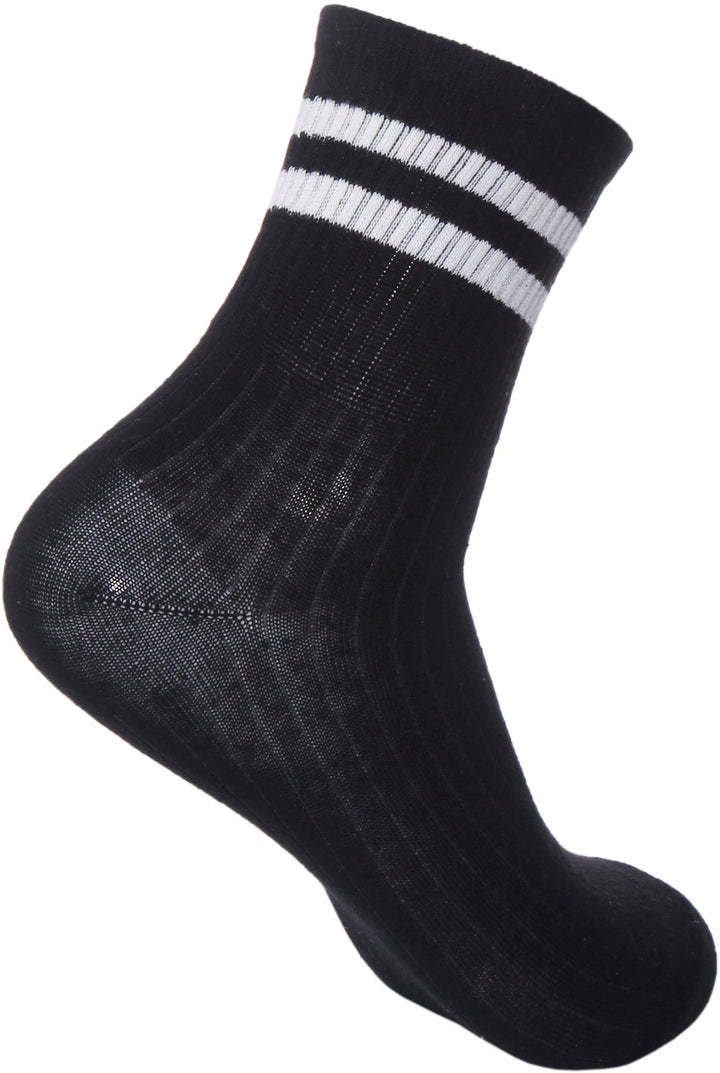 Justinreess England Stripe Socks In Black White For Men