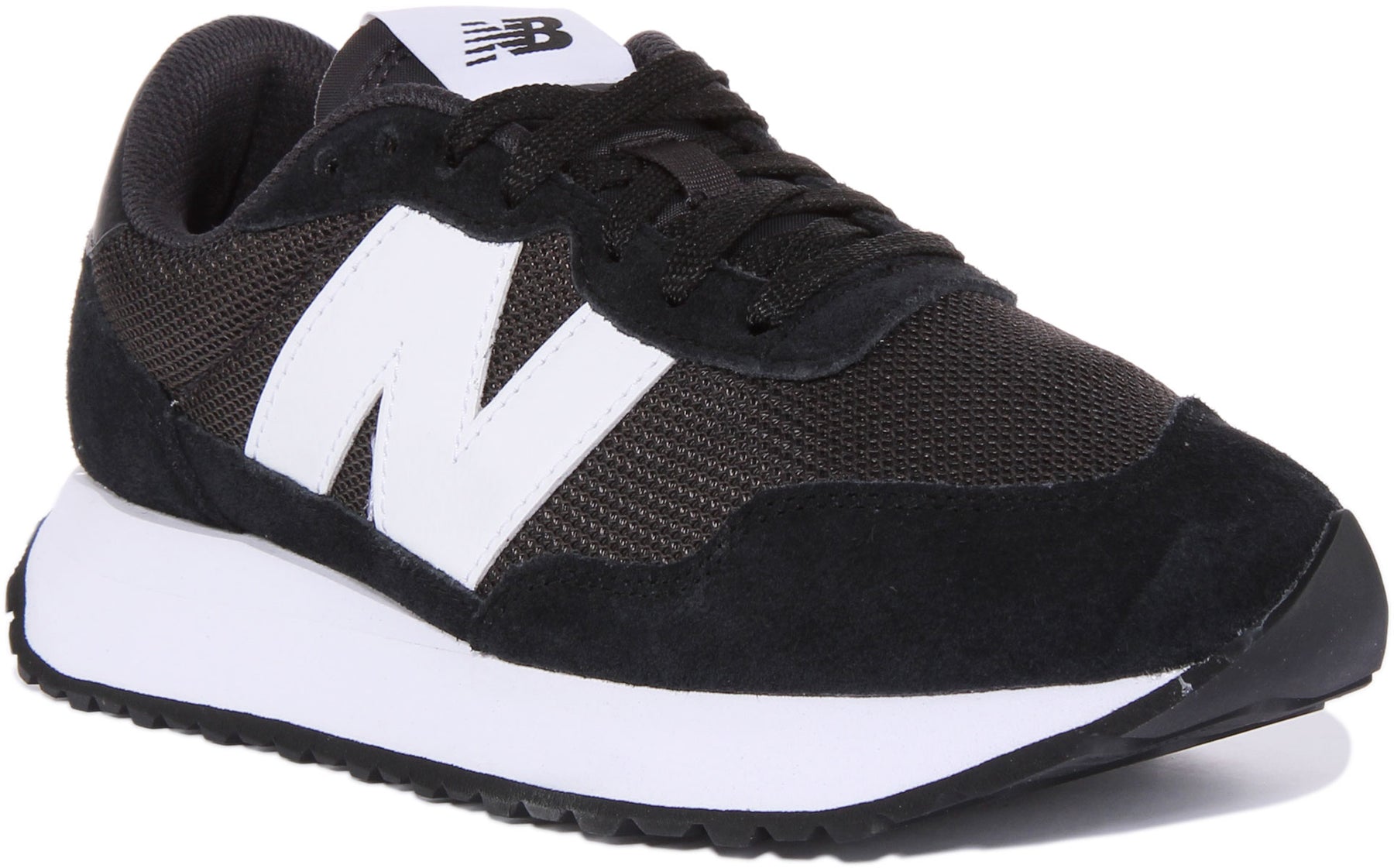 New Balance Ms237 In Black White | Lace up Retro Style Trainers ...