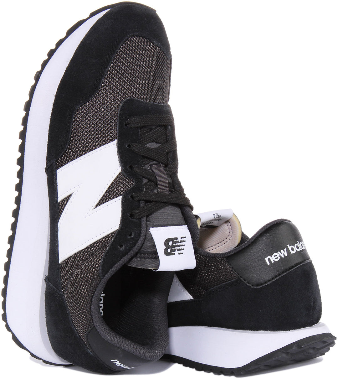 New Balance MS237CC Zapatillas de deporte casuales de malla de ante con cordones para en negro blanco