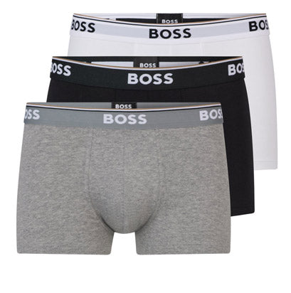 Boss Trunk 3P Bold Pack de 3 bóxers de algodón para hombre en negro blanco