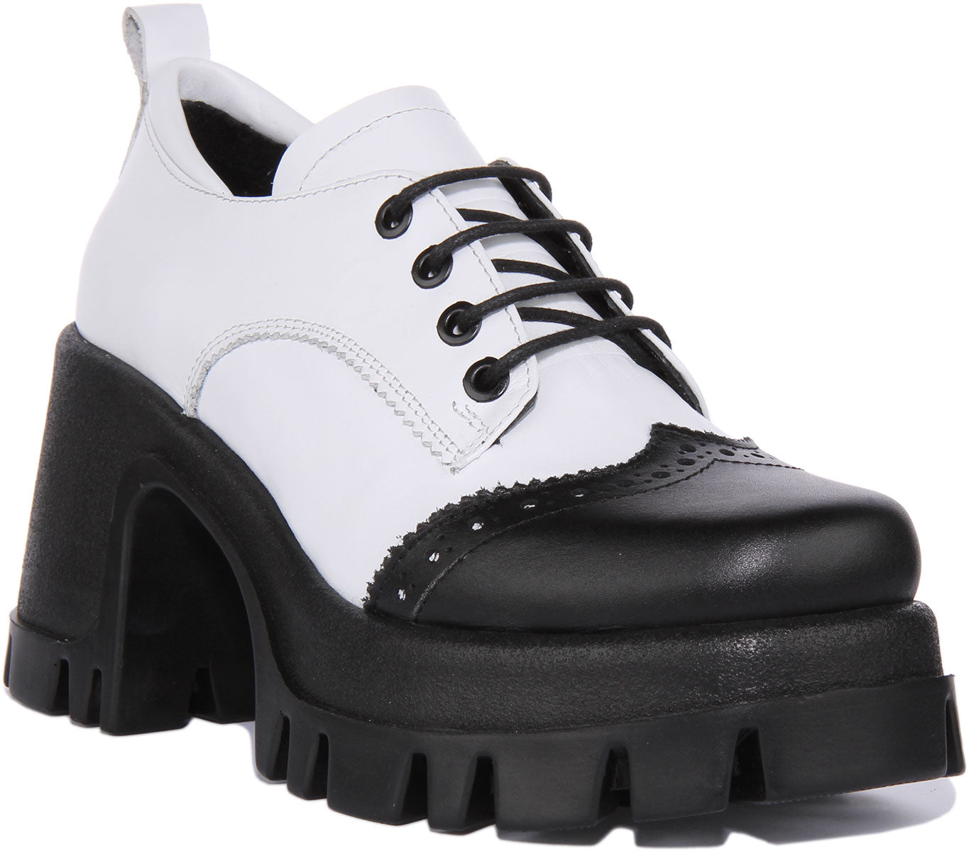 Ladies black clearance and white brogues