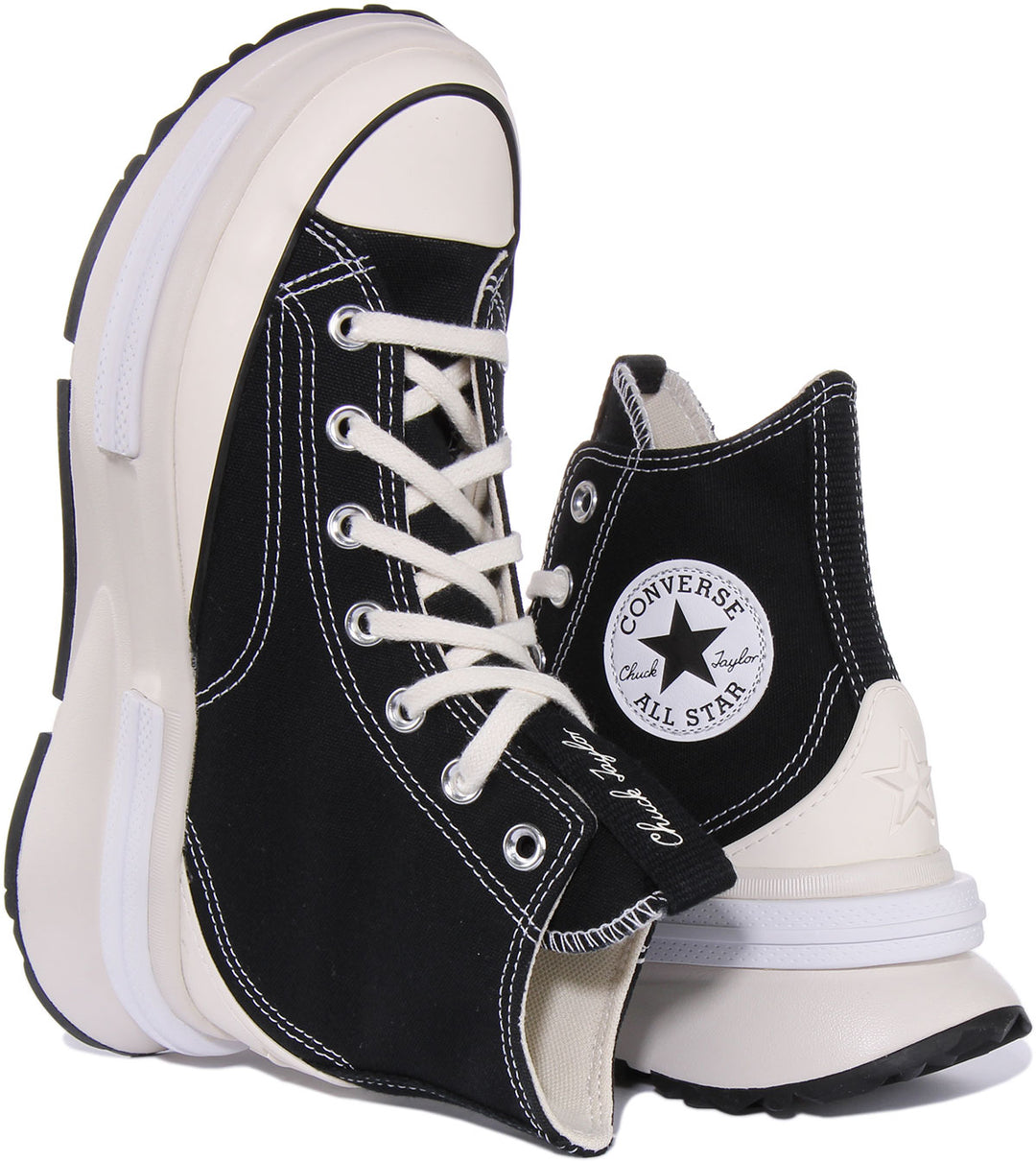 Converse Run Star Legacy CX Baskets à lacets en toile à plateforme pour unisexe en noir blanc