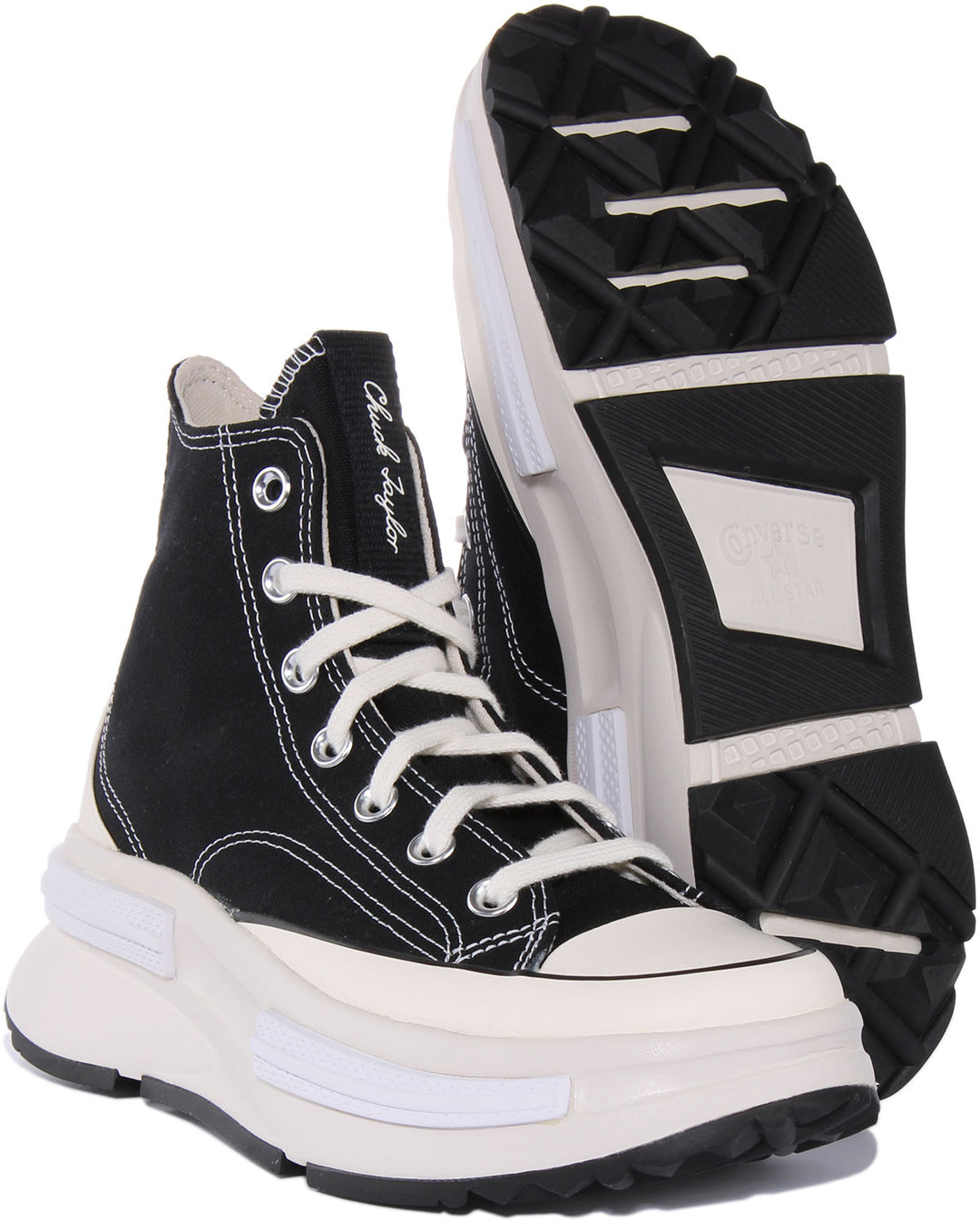 Converse Run Star Legacy CX Baskets à lacets en toile à plateforme pour unisexe en noir blanc
